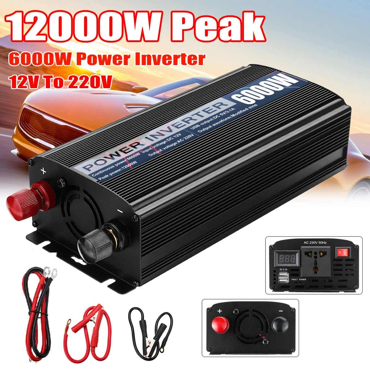 Inverter Max 12000W DC 12V zu AC 220V Dual USB Auto Power Inverter Ladegerät Converter Adapter Geändert sinus Welle Transformator Inverter Max 12000W DC 12V zu AC 220V Dual USB Auto Power Inverter Ladegerät Converter Adapter Geändert sinus Welle Transformator