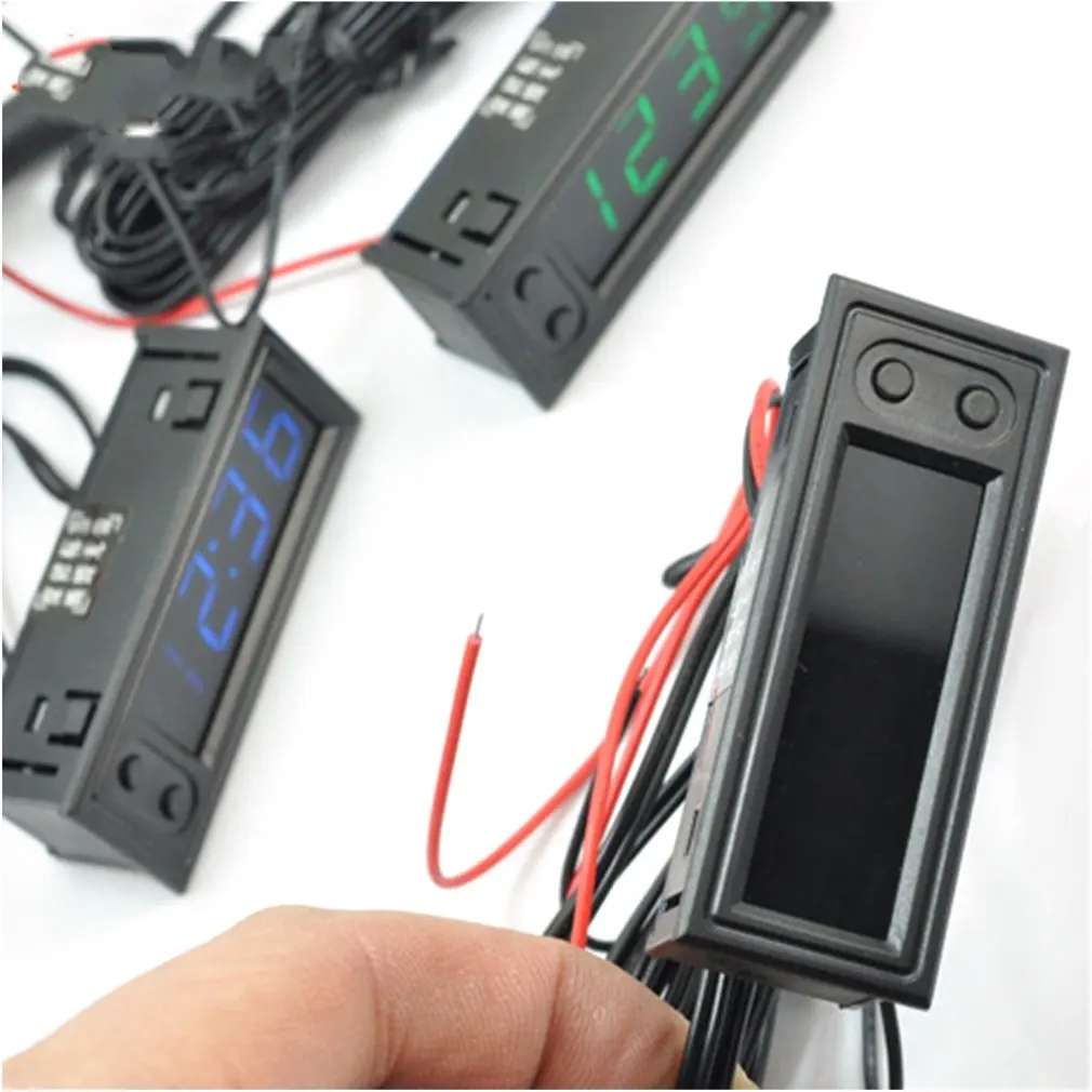 

3-in-1 Car Vehicle Clock Digital Tube LED Voltmeter Thermometer Time Automobile Table Clocks Dial Electronic Clock