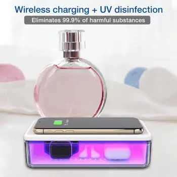 

Portable UV Lights Smart Phone Sterilizer Cleaner Cell Phone Sanitizer 15W Wireless Cordless Fast Charger for All Mobile Phones