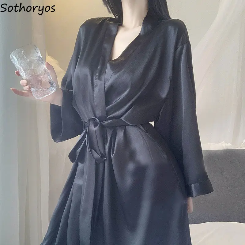 

Халат женский однотонный, тонкий, дышащий, длиной до икры, на шнуровке, с длинным рукавом, лето сексуальный купальный Халат