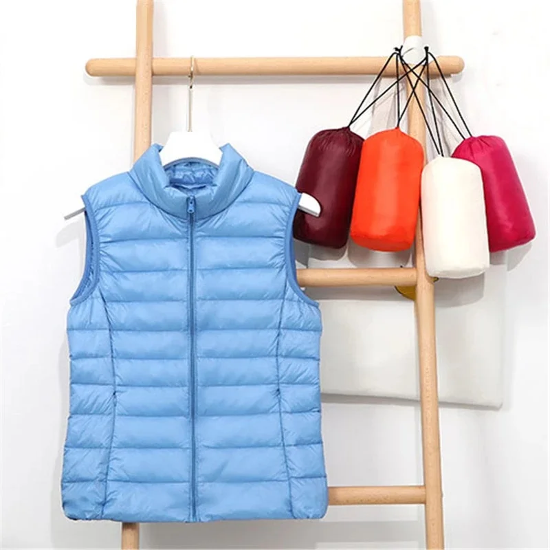 

Women 90% White Duck Down Jacket Spring autumn vest waistcoat soft warm thin Ultra Light waistcoat jacket female Portable vest