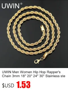Uwin Теннисный багет 8,5 мм квадратное CZ роскошное шикарное ожерелье с льдом Модное в стиле рок-панк, мужское ювелирное изделие в стиле хип-хоп