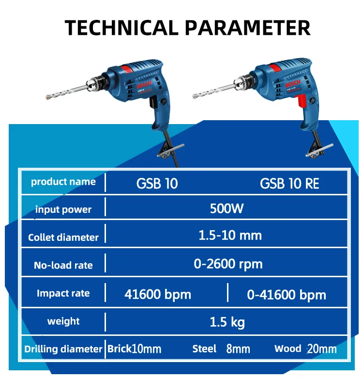 Bosch электроинструменты GSB10/GSB10RE Ударная дрель высокой мощности многофункциональная ручная дрель