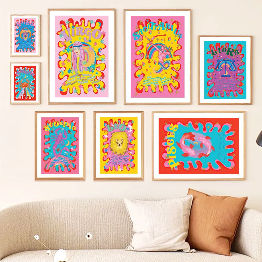 Leo Libra Sagitario Virgo, Cuadro Sobre Lienzo Para Pared, Carteles Nórdicos E Impresiones De Imágenes De Pared Para Decoración