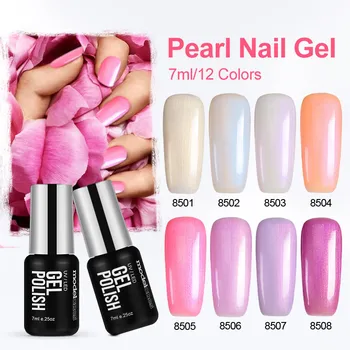

Modelones 12 Colors Pink Color Series Pearl UV Nail Gel Lacquer Led Lamp Nail Art UV Gel Polish Soak Off Shell Style Gel Nail