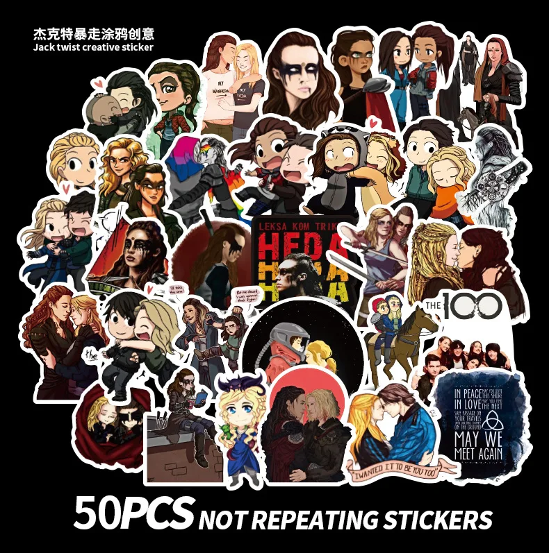 50pcs The Hundred/The 100 Graffiti Stickers Cartoon Decals Stickers Gifts for Children to Laptop Suitcase Guitar Fridge Bicycle