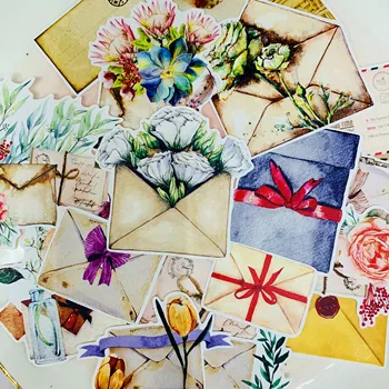 

21Pcs/Pack Vintage Mail Envelop Flower Sticker DIY Craft Scrapbooking Album Junk Journal Happy Planner Decorative Stickers
