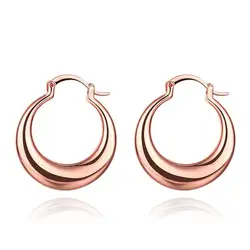 Elegant Rose Gold - Tone Silver - Plated Hoop Earrings (ROSE GOLD COLOR)