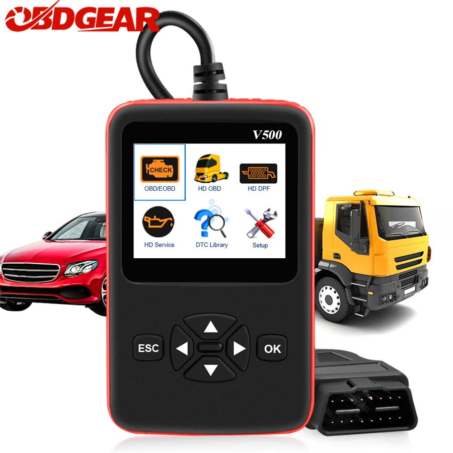 2021 New Car/Truck Diagnosis V500 obd2 Scanner Heavy Duty Truck Diagnostic Tool Code Reader Auto | Автомобили и мотоциклы