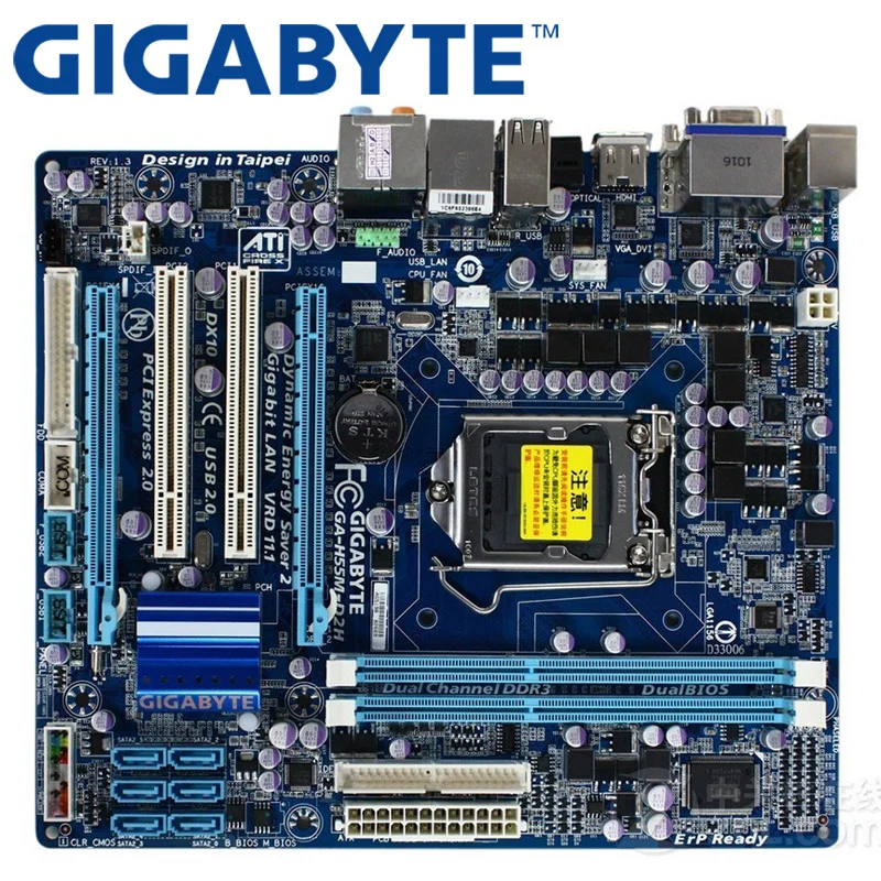 GIGABYTE GA-H55M-D2H настольная материнская плата H55 розетка LGA 1156 i3 i5 i7 DDR3 16G Micro-ATX оригинальная б/у материнская плата H55M-D2H