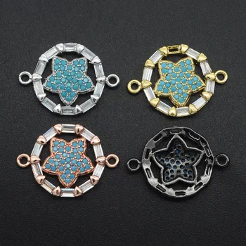 

20x14mm 100% CZ Zircon DIY Jewelry Round Star Connectors Charm Wholesale OEM Order Accepted Custom Orders Welcome