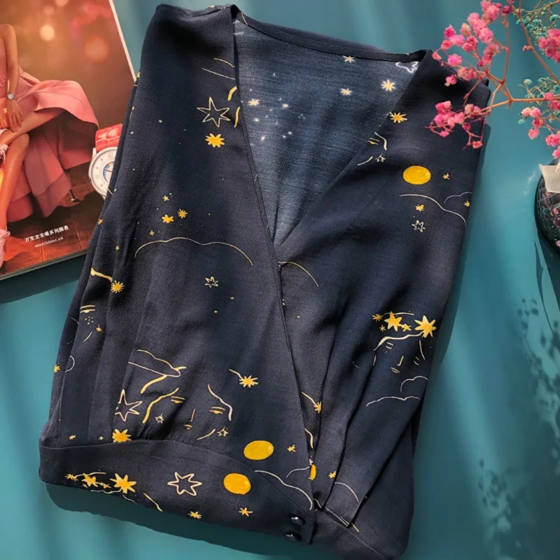 

Women Dress Print One Piece Cardigan Long Sleeve Dress