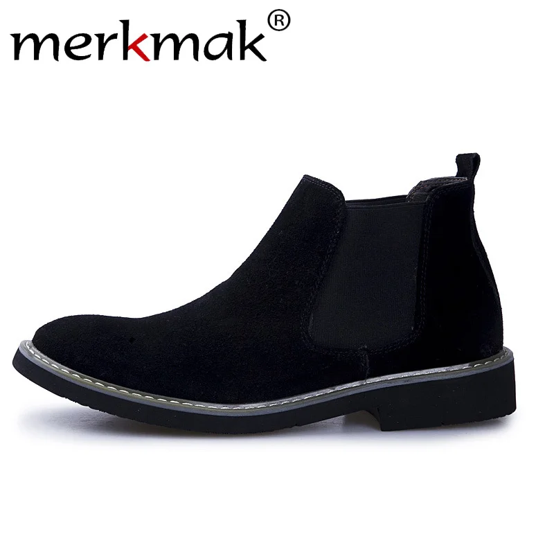 

Merkmak 2019 New Winter Boots Fashion Plus Velvet Solid Color Men Shoes Warm Non-slip Male Outdoor Booties Comfortable Men Boots