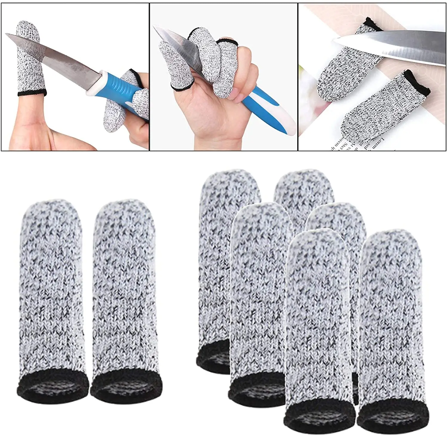 Cut Resistant Finger Cots Protector 10pcs Reusable Finger Sleeve Protectors Fingertip Covers for Kitchen Work Sculpture Garden