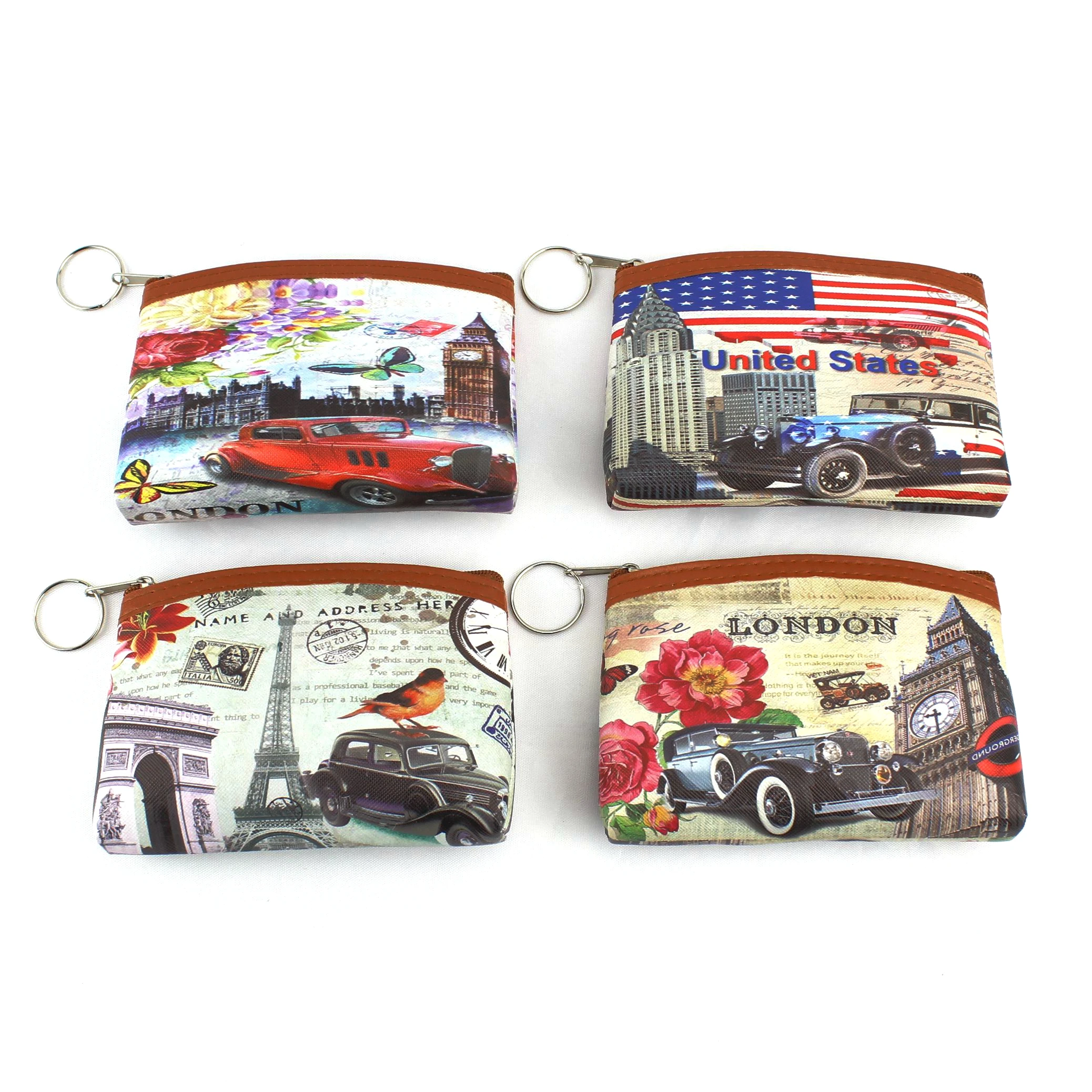 Children vintage Eiffel Tower coin purses girl Big Ben change purse women zipper coin bag lady zero wallet female kids pouch
