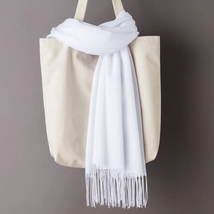 White Scarf Женские однотонные кашемировые шарфы с кисточками, осень, новые мягкие теплые шарфы для девушек и женщин, тонкий длинный шарф, Женская шаль, мужской шарф - Цвет: White Scarf