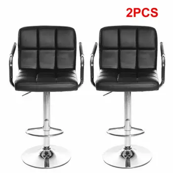 

1 Pair Adjustable Bar Stools Armless /with arm Synthetic Leather Cushion Swivel Chair Height Tabouret Footrest Barstool