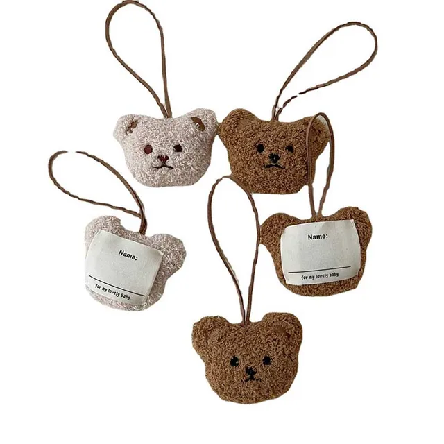1-5Pcs Cute Cartoon Plush Bear Head Keychain Pompom Car Key Ring Women Girl Bag Pendant Key Chains Jewelry 7x18cm 6