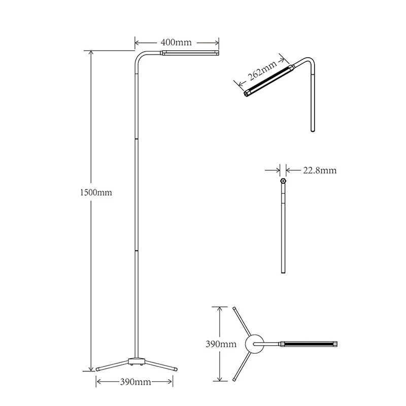 Modern Remote Control 72 LEDs Floor Lamp 12 Levels Dimmable 3000-6000K Reading Floor Lamp for Living Reading Room Bedroom Office