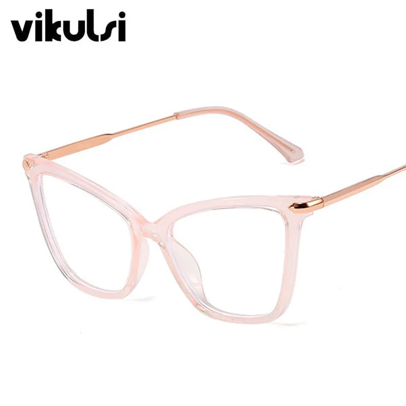 Новая мода кошачий глаз очки оправа Женская трендовая стильная брендовая анти-синяя оптическая компьютерная женские очки оculos De Diamond UV400 - Цвет оправы: E238 pink clear