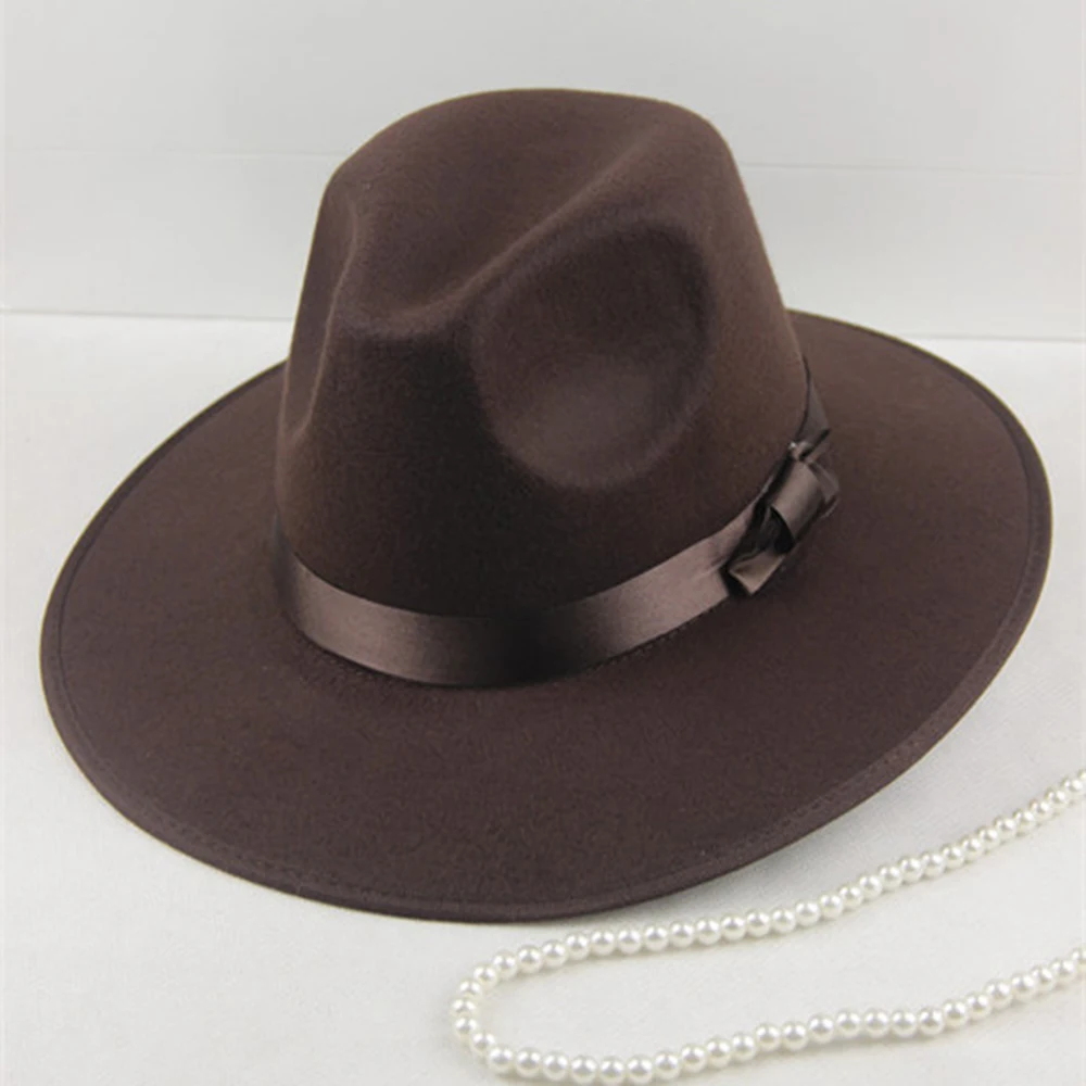 coffee B Новинка, модная мужская шляпа Fedoras для женщин, модная джазовая шляпа на лето и весну, шерстяная шапка, Уличная Повседневная шляпа Sombrero Mujer - Цвет: coffee B
