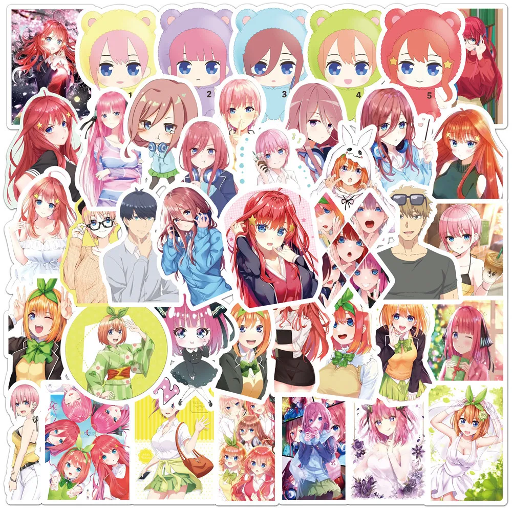 10/50Pcs Pack The Quintessential Quintuplets Anime Stickers Laptop Luggage Skateboard Bicycle Guitar Waterproof Sticker Kids Toy