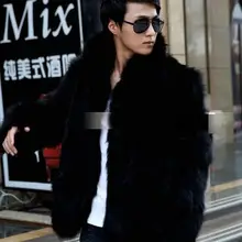 Лидер продаж! Chaqueta mujer, зимняя мужская куртка из искусственного меха, черный воротник-стойка, повседневные пальто из лисьего меха, большие размеры, шуба S~ 3XL