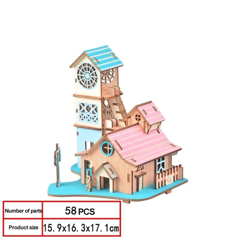 Взрослый высокой сложности 3D головоломка модель здания трехмерная деревянная головоломка Мульти Стиль - Цвет: 1pcs