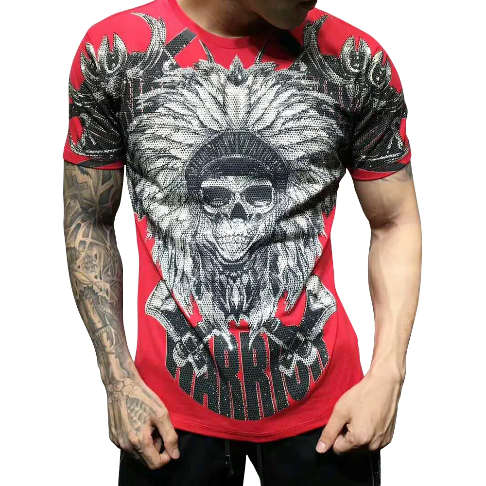 DUYOU, Мужская футболка, King of Bling Crystal Skull, футболка s, мужская, хлопок, уголь, фибра, топы для мужчин, Camisetas Hombre, футболка для мужчин, DY18