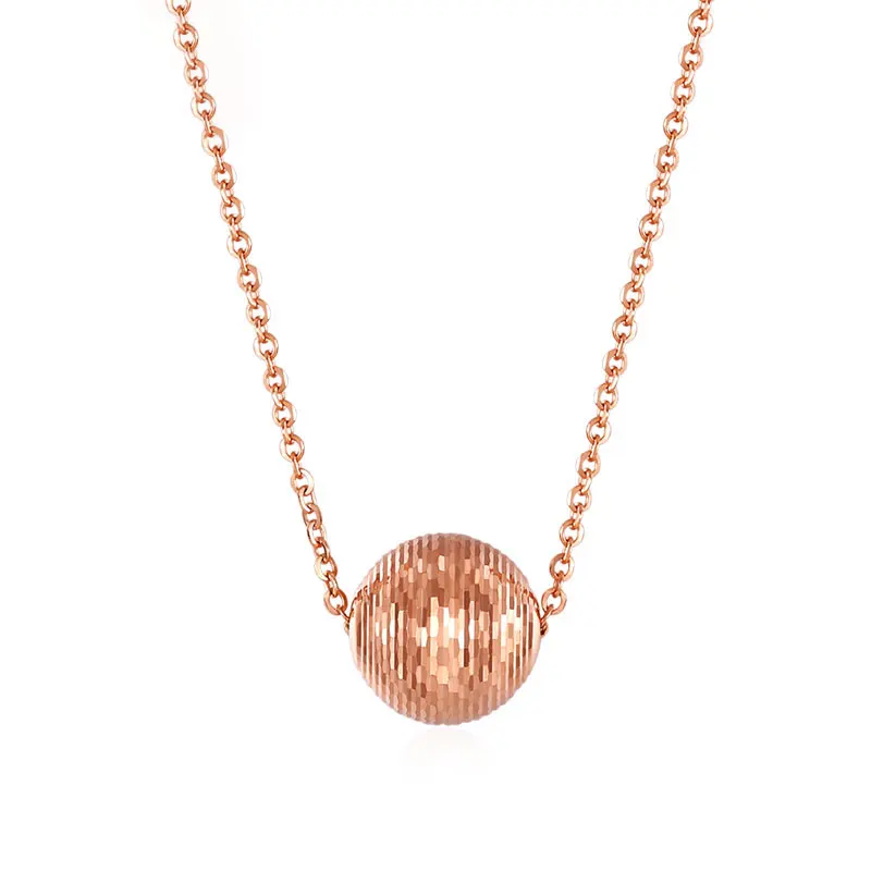 Lucky Ball Carve Clavicular 18K чистый настоящий твердый розовый из натурального золота кулон ожерелье набор для женщин Необычные высококлассные офисные ювелирные изделия