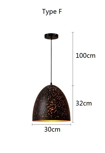 Винтажный подвесной светильник, промышленный светильник, лофт, скандинавский подвесной светильник, Ретро Железный полый резной подвесной светильник, освещение для кухни, столовой - Цвет корпуса: Type F