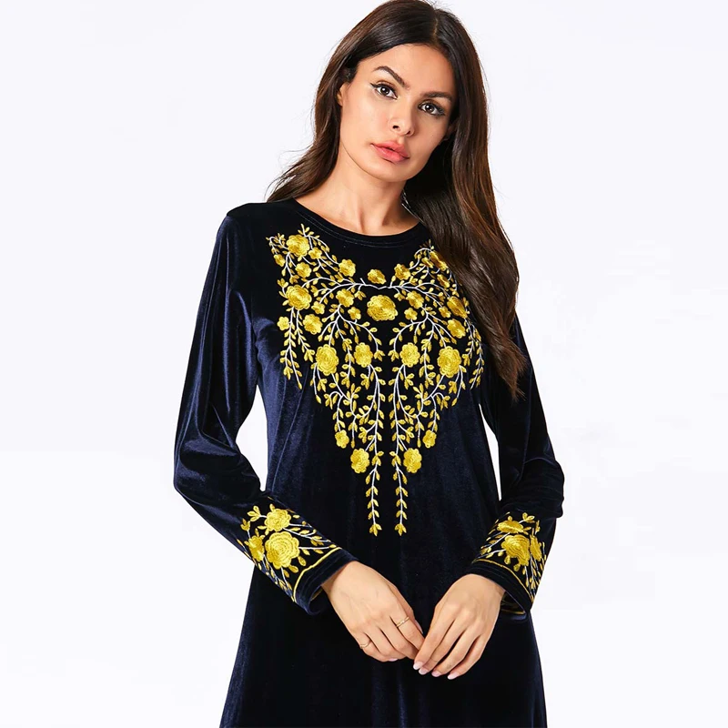 Теплое вельветовое платье Кафтан Abaya в Дубае скромное модное женское