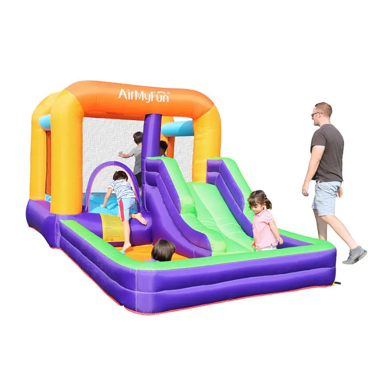

Inflatable Water Jumper Jump in Slide Bounce House with Blower Bouncy Castle Indoor Backyard Party for Ball Pool Kids