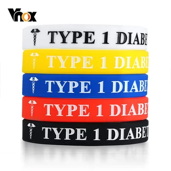

Vnox 5 Pack TYPE 1 DIABETES Medical Alert Silicone Bracelets Wrap Wristbands 7.48"