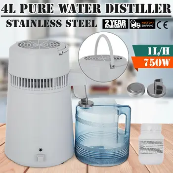 

Pure Water Distiller 4L Stainless Steel Inner Water Distillation 750W Water Purifier Filter Water Distiller with Collection Bott