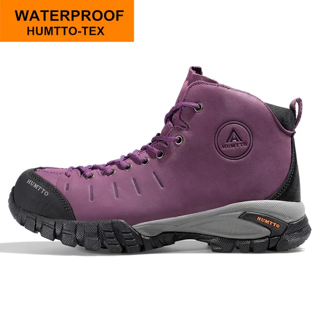 HUMTTO Woman Hiking Shoes Outdoor Mountain Camping Waterproof Sneakers for Women Leather Sport Hunting Climbing Trekking Boots Purple 210371B