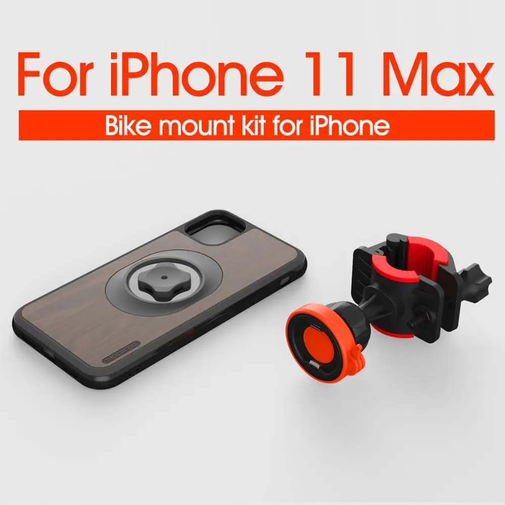 Держатель на руль для велосипеда, велосипеда, мотоцикла, держатель для сотового телефона, сумка, противоударный чехол, защитная подставка для iPhone 11 Pro Max - Цвет: Wood Kit For i11 Max