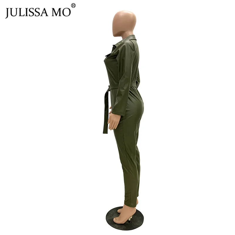 Julissa mo сексуальный женский комбинезон из искусственной кожи с отложным воротником на молнии Комбинезоны в обтяжку черные ремни Комбинезоны на Хэллоуин