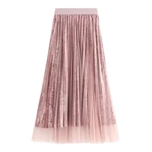 Белая газовая Новая коллекция года, осенне-зимние плиссированные юбки с надписью, юбка с поясом 8178