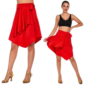 

Latin Dance Skirts Womens Solid Bow Boho Blackskirt Clothes Skirts Pleated Skirt Jupe Femme