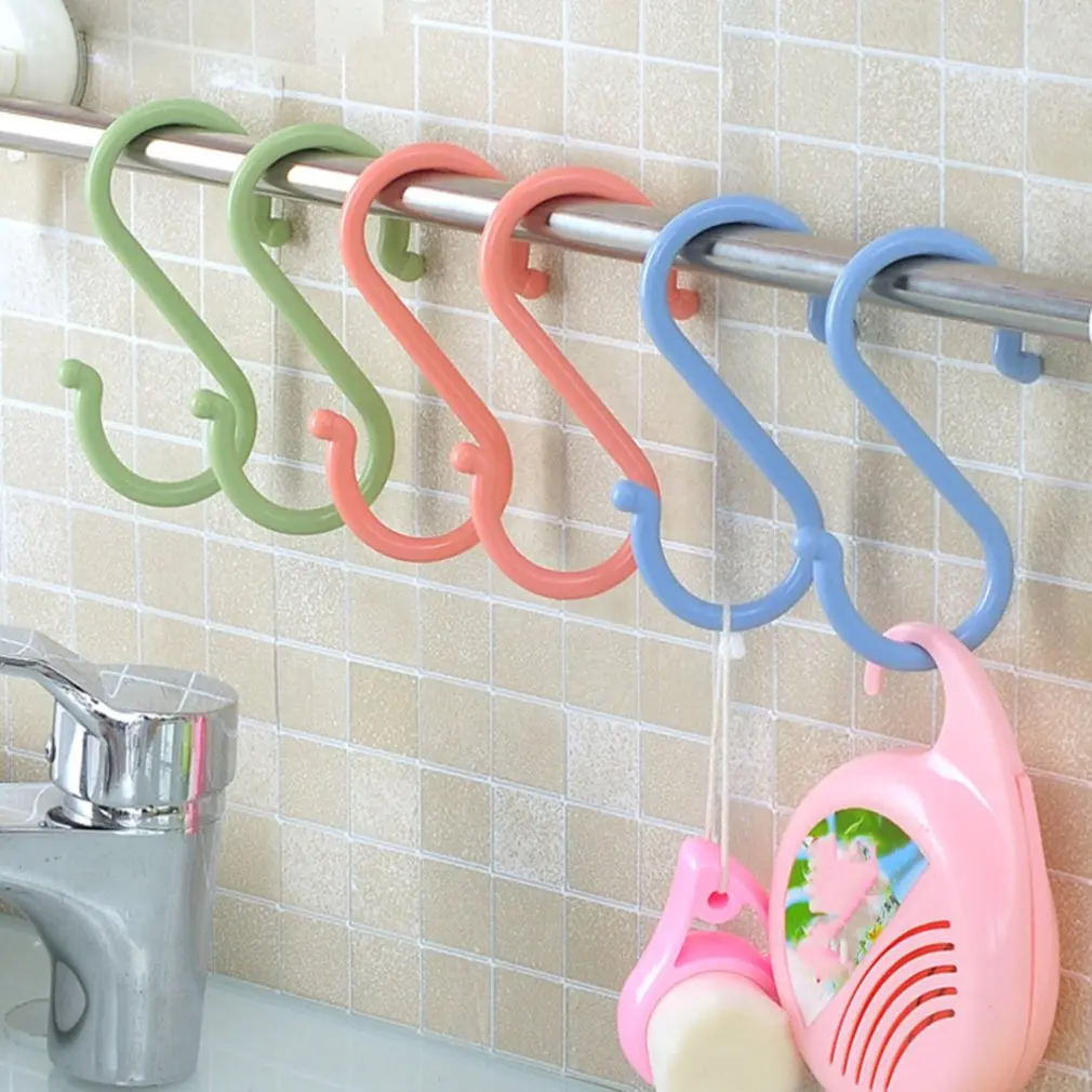 Multi-function Plastic S-shaped Door Kitchen Hook Creative Bathroom Nail-free Hook Wardrobe Clothes S Hook