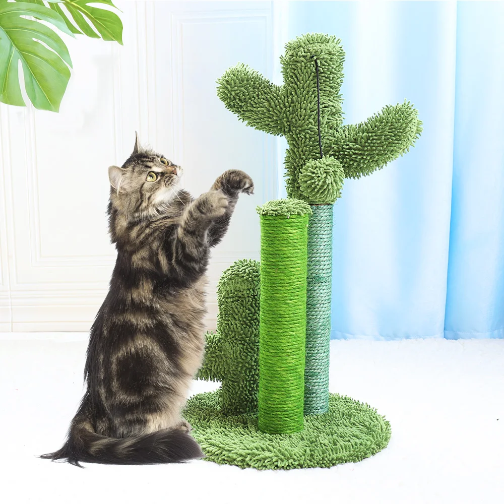 

Cactus Style Pet Cat Scratching Post With Sisal Rope Cat Tree House Toy Climbing Frame For Cats Jumping Training Scratcher Posts