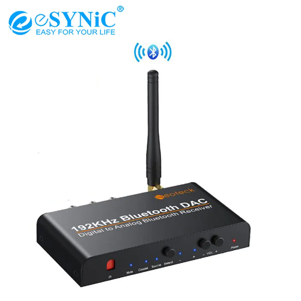 ESYNiC 192 кГц Bluetooth DAC цифровой аналоговый аудио конвертер 5 0 Поддержка PCM