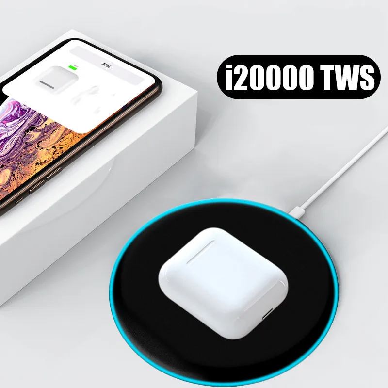 Battery Display Wireless Charging Earbuds Mini i20000 TWS Pop-ups Smart Touch Bluetooth 5.0 Earphone for Samsung Xiaomi Huawei