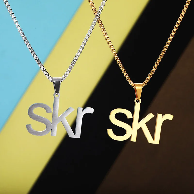 Новинка Skr ожерелье с надписью из нержавеющей стали Панк золотое ожерелье для мужчин и женщин хип-хоп ювелирные изделия Серебряная цепочка аксессуары подарок
