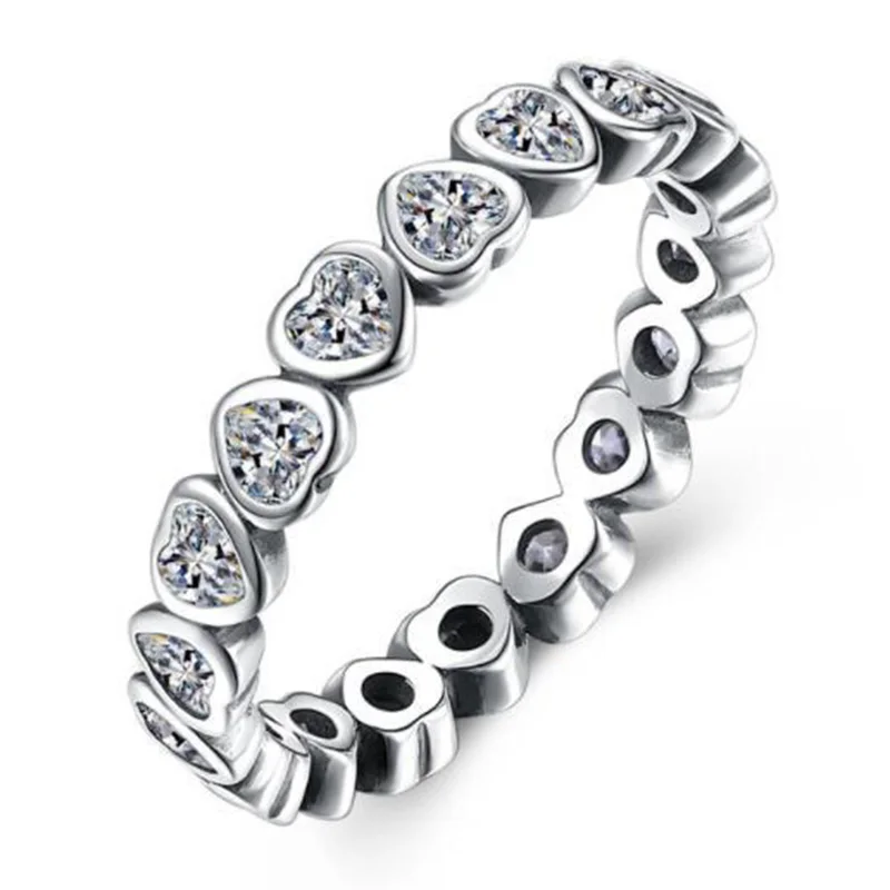 Silver Color Ring Pave Logo Signature With Crystal Pan Rings For Women 925 Wedding Party Birthday Gifts Fine Jewelry