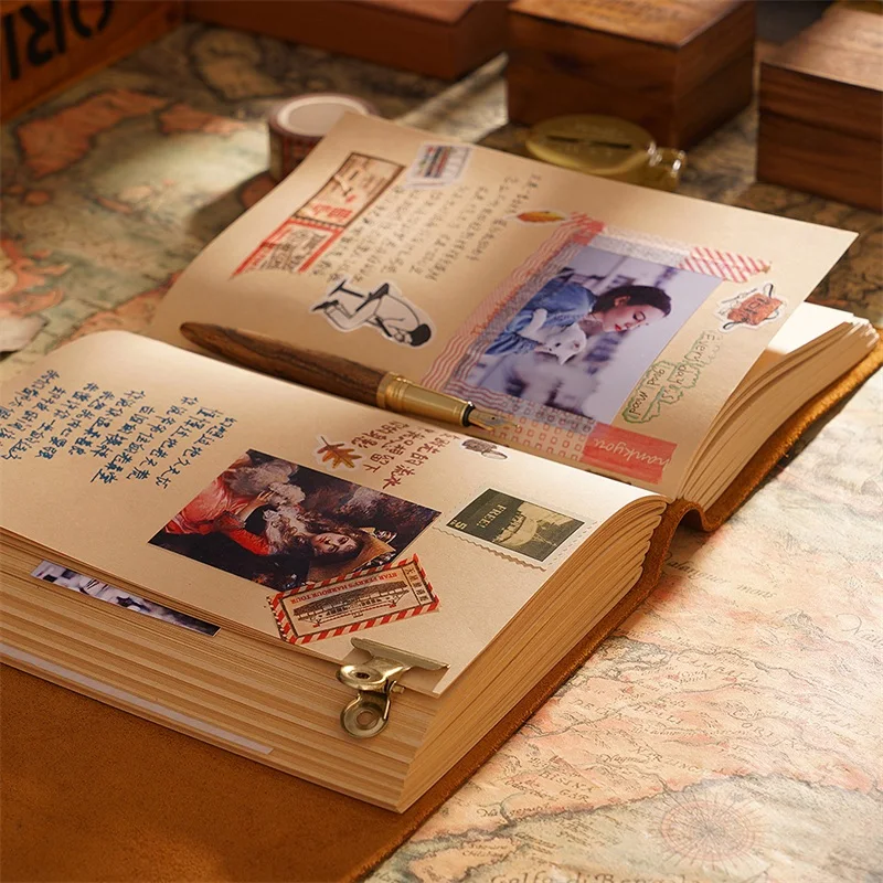Livro de Notas Caderno de Couro Retro Faça Você Mesmo Diário Pessoal Criativo Estudante Sketchbook Escola Escritório Presente - Imagem 3