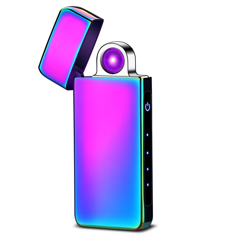 Вращающаяся USB электрическая зажигалка для сигарет ветрозащитная перезаряжаемая электронная плазменная дуговая Зажигалка металлические Новые Гаджеты для мужчин - Цвет: Rainbow