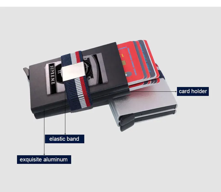 RFID Блокировка двойной алюминиевый держатель для кредитных карт металлический бизнес ID Slim тонкая карта из сплава чехол мини кошелек для мужчин и женщин