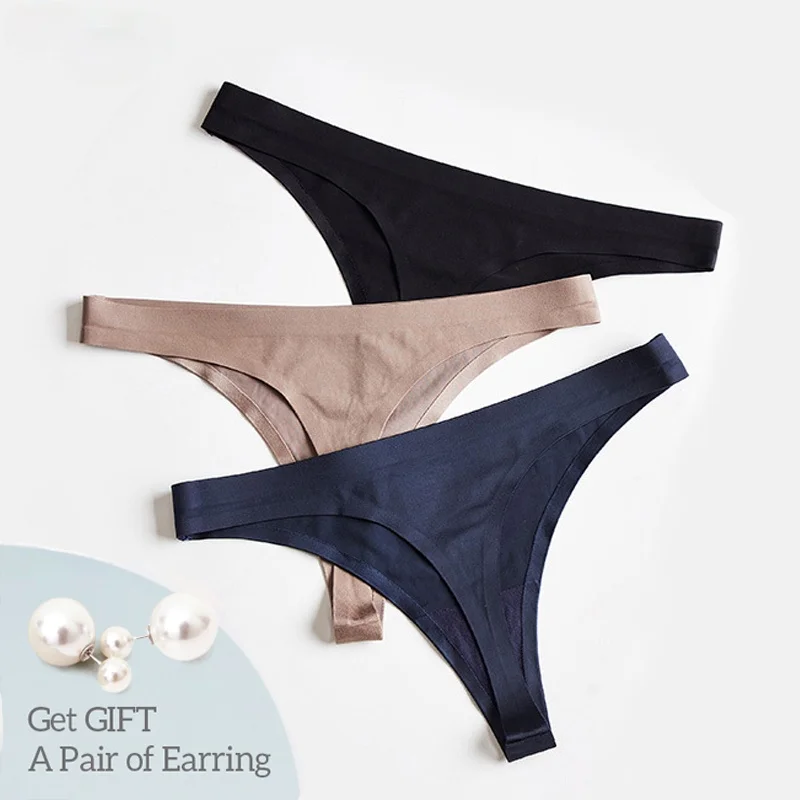 Naadloze Slipje Voor Vrouwen Ijs Zijde T Back G string Sexy Vrouwen Thongs Vrouwelijke Ondergoed